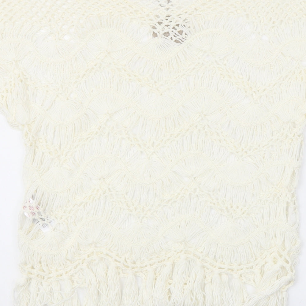 Womens UK Size 8 Apricot Ivory Basic Blouse