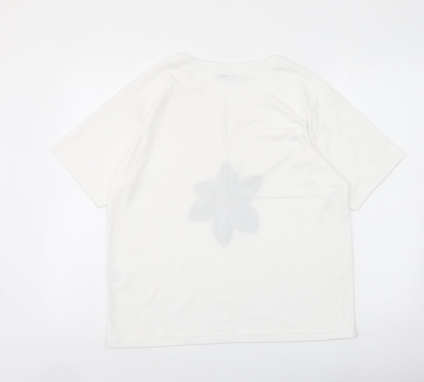 Editions Womens Ivory Polyester Basic T-Shirt Size M V-Neck