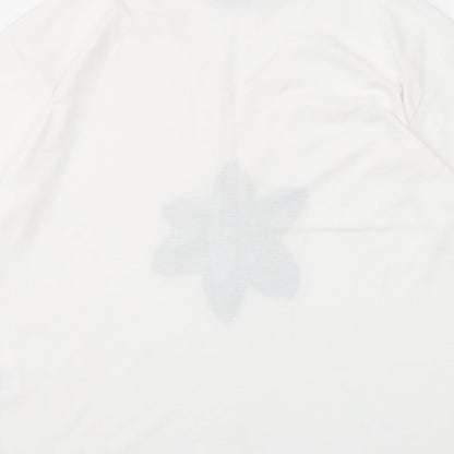 Editions Womens Ivory Polyester Basic T-Shirt Size M V-Neck