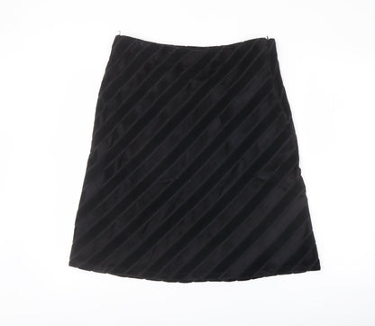 Nomads Womens Black Striped Viscose A-Line Skirt Size L Zip