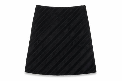Nomads Womens Black Striped Viscose A-Line Skirt Size L Zip
