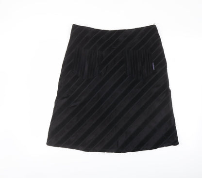 Nomads Womens Black Striped Viscose A-Line Skirt Size L Zip