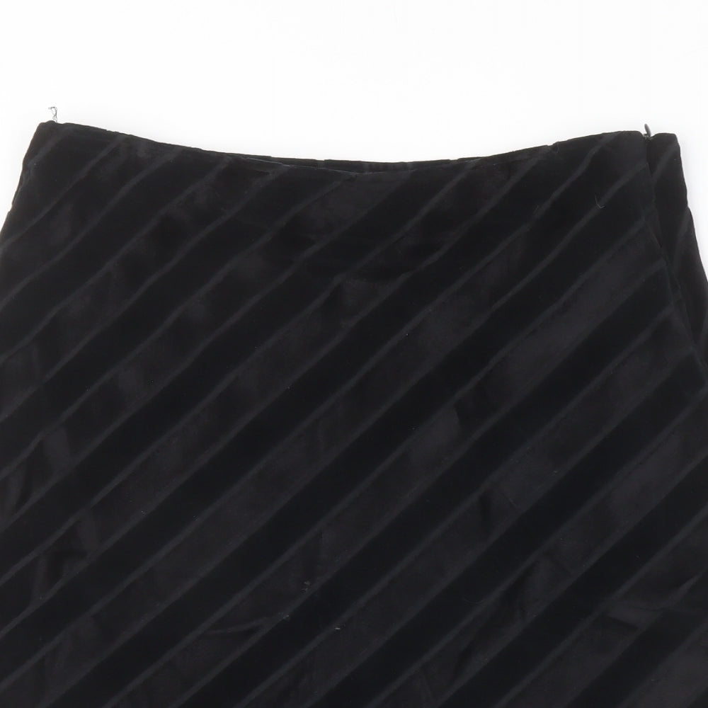 Nomads Womens Black Striped Viscose A-Line Skirt Size L Zip