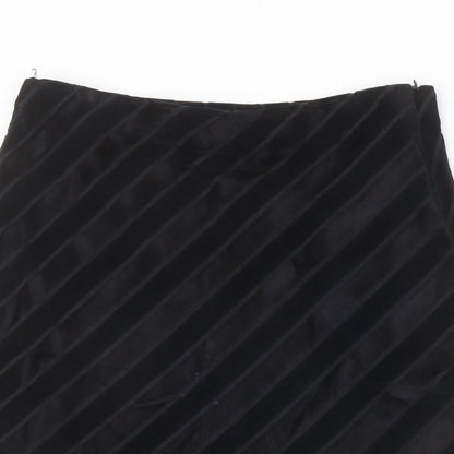 Nomads Womens Black Striped Viscose A-Line Skirt Size L Zip