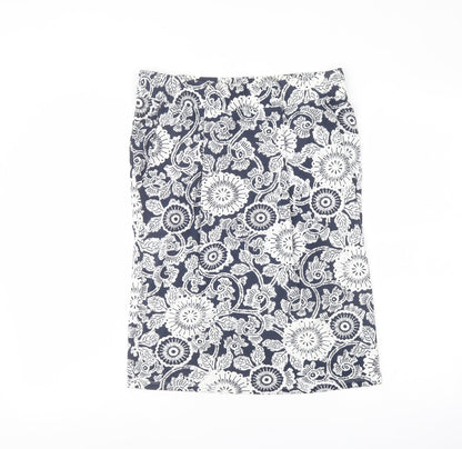 Marks and Spencer Womens Blue Geometric Viscose A-Line Skirt Size 12