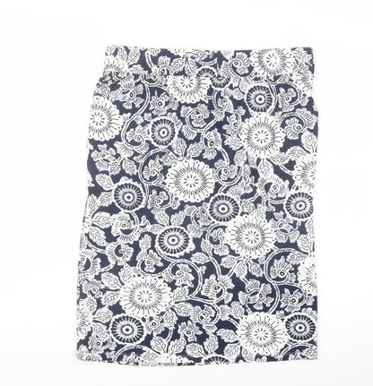 Marks and Spencer Womens Blue Geometric Viscose A-Line Skirt Size 12