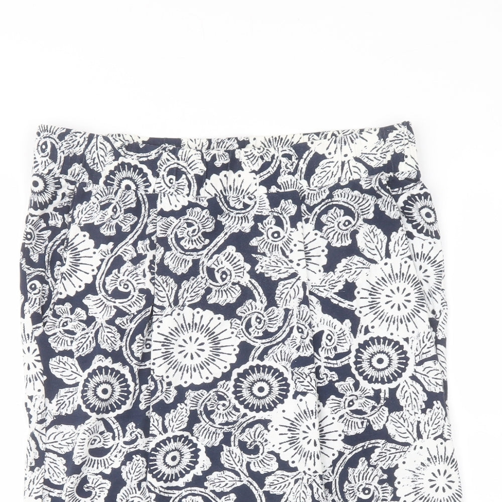 Marks and Spencer Womens Blue Geometric Viscose A-Line Skirt Size 12