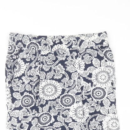Marks and Spencer Womens Blue Geometric Viscose A-Line Skirt Size 12