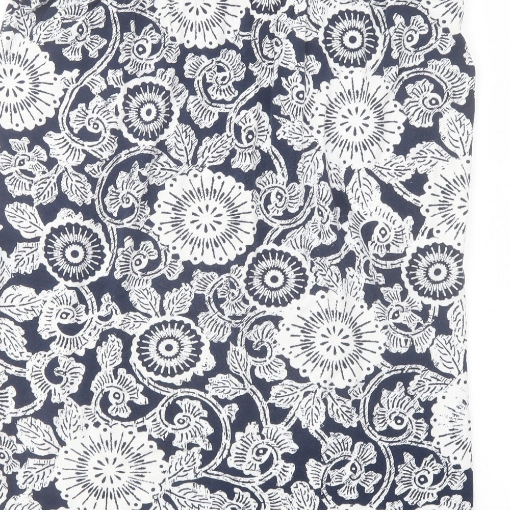 Marks and Spencer Womens Blue Geometric Viscose A-Line Skirt Size 12