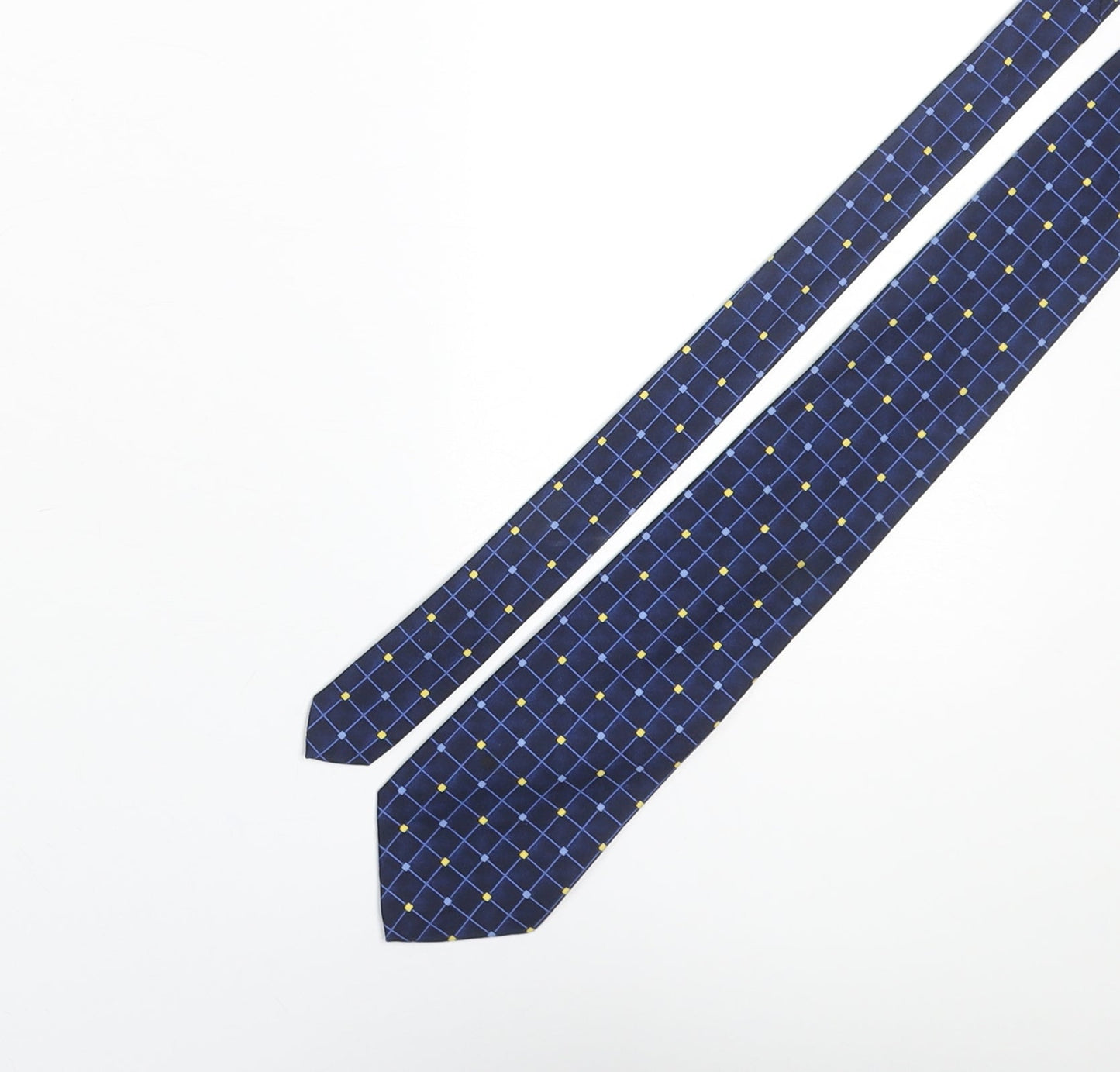 Marks and Spencer Mens Blue Plaids & Checks Polyester Pointed Tie One Size