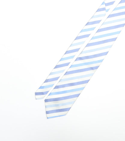 Milano Mens Blue Striped Satin Pointed Tie One Size