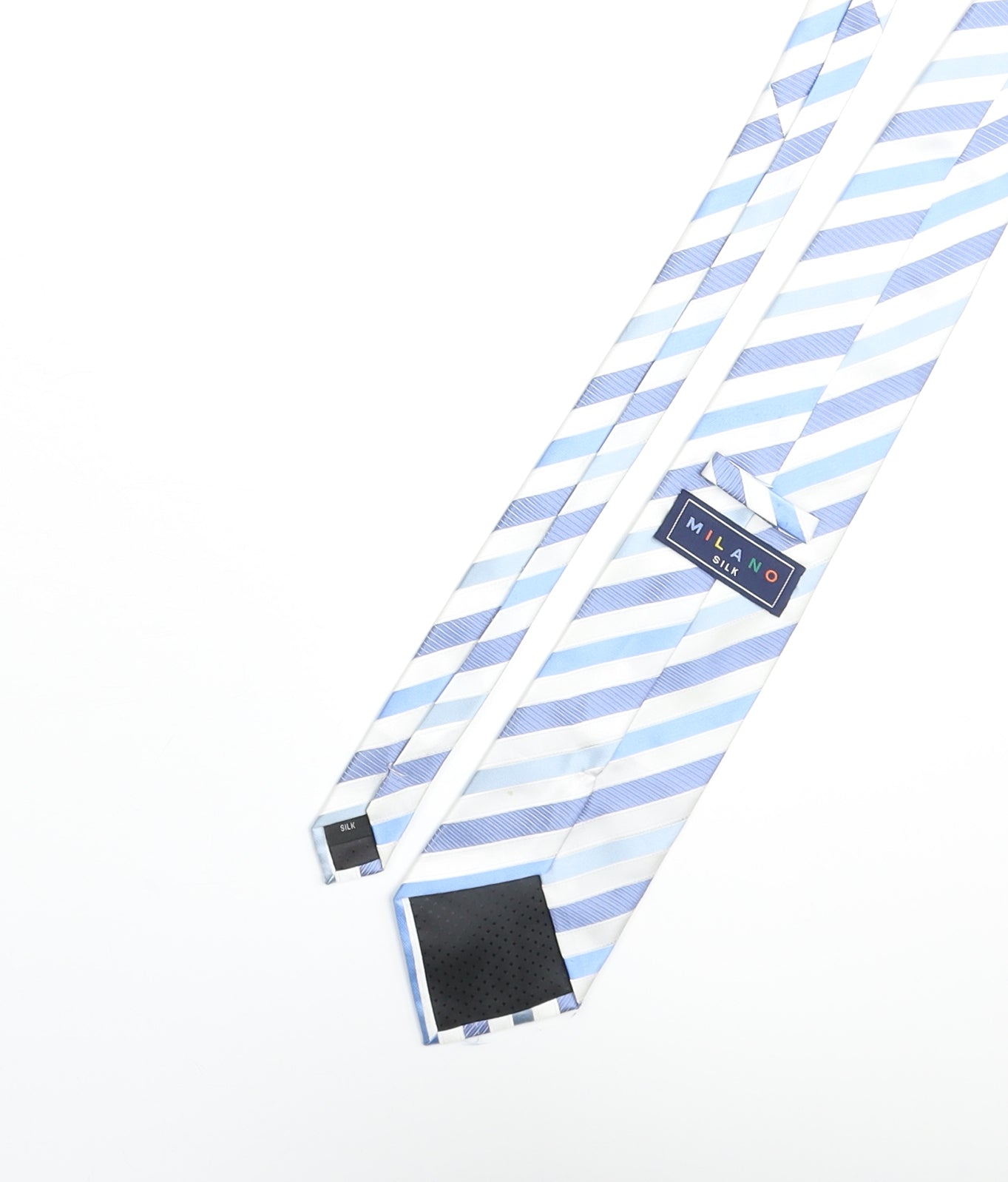 Milano Mens Blue Striped Satin Pointed Tie One Size