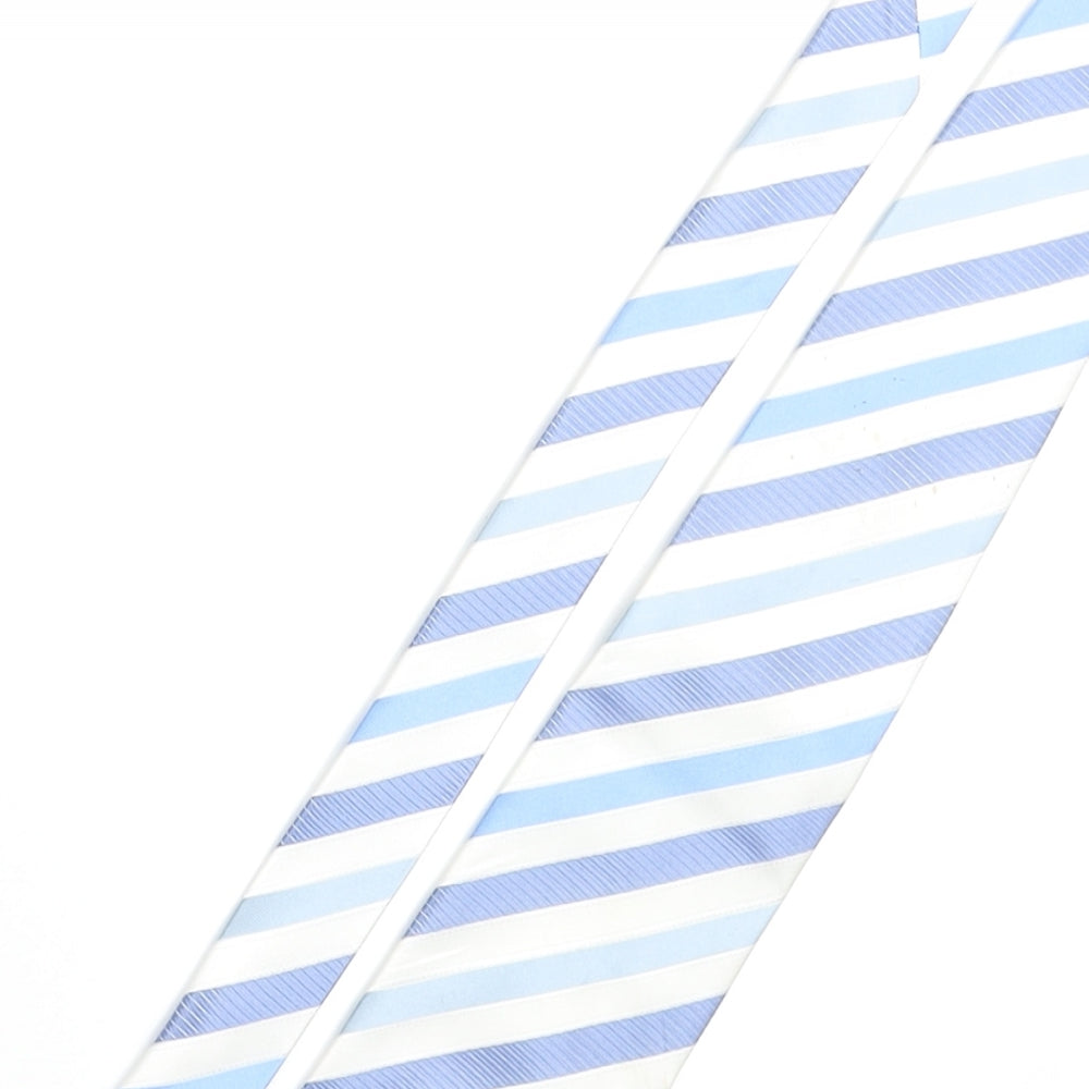 Milano Mens Blue Striped Satin Pointed Tie One Size