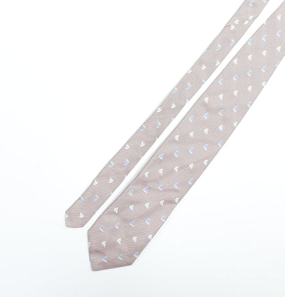 Jonelle Mens Multicoloured Geometric Silk Pointed Tie One Size - Boat Print