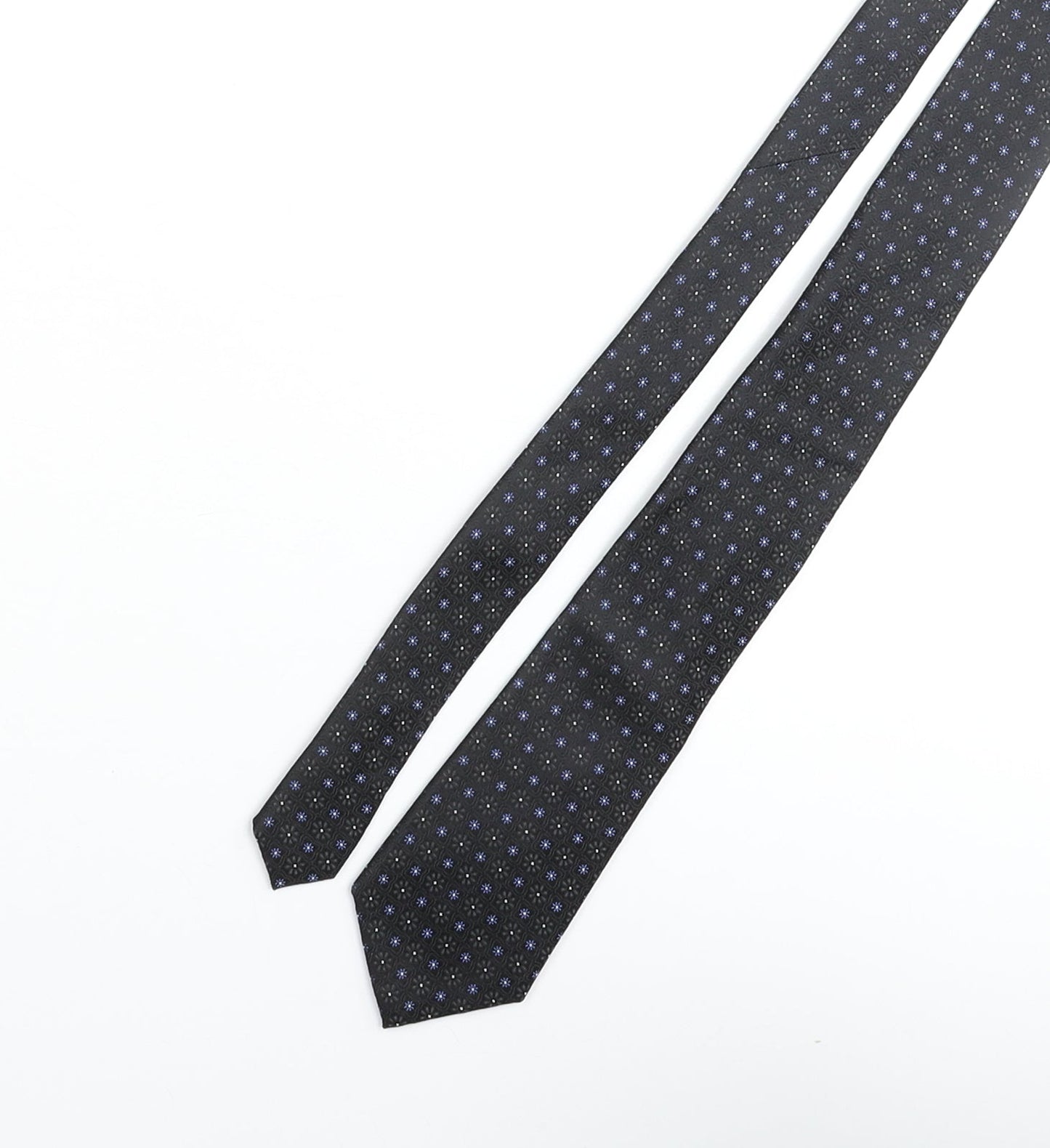 William Hunt Mens Black Geometric Silk Pointed Tie One Size