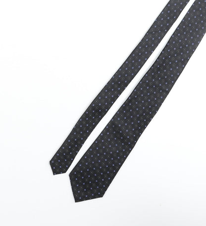 William Hunt Mens Black Geometric Silk Pointed Tie One Size