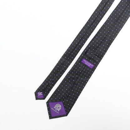 William Hunt Mens Black Geometric Silk Pointed Tie One Size