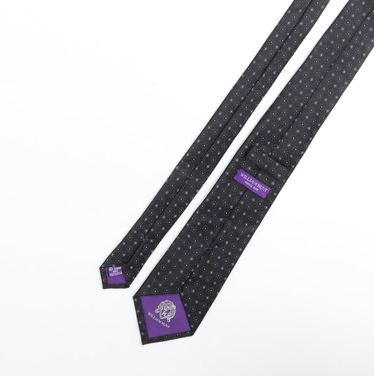 William Hunt Mens Black Geometric Silk Pointed Tie One Size