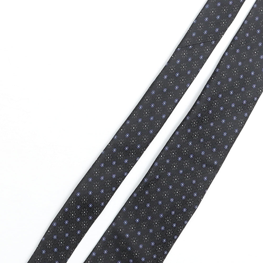 William Hunt Mens Black Geometric Silk Pointed Tie One Size