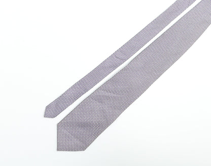 D'alembi Mens Purple Geometric Silk Pointed Tie One Size
