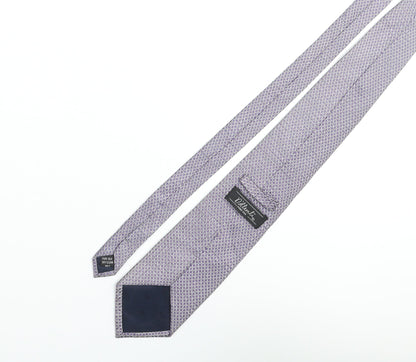 D'alembi Mens Purple Geometric Silk Pointed Tie One Size