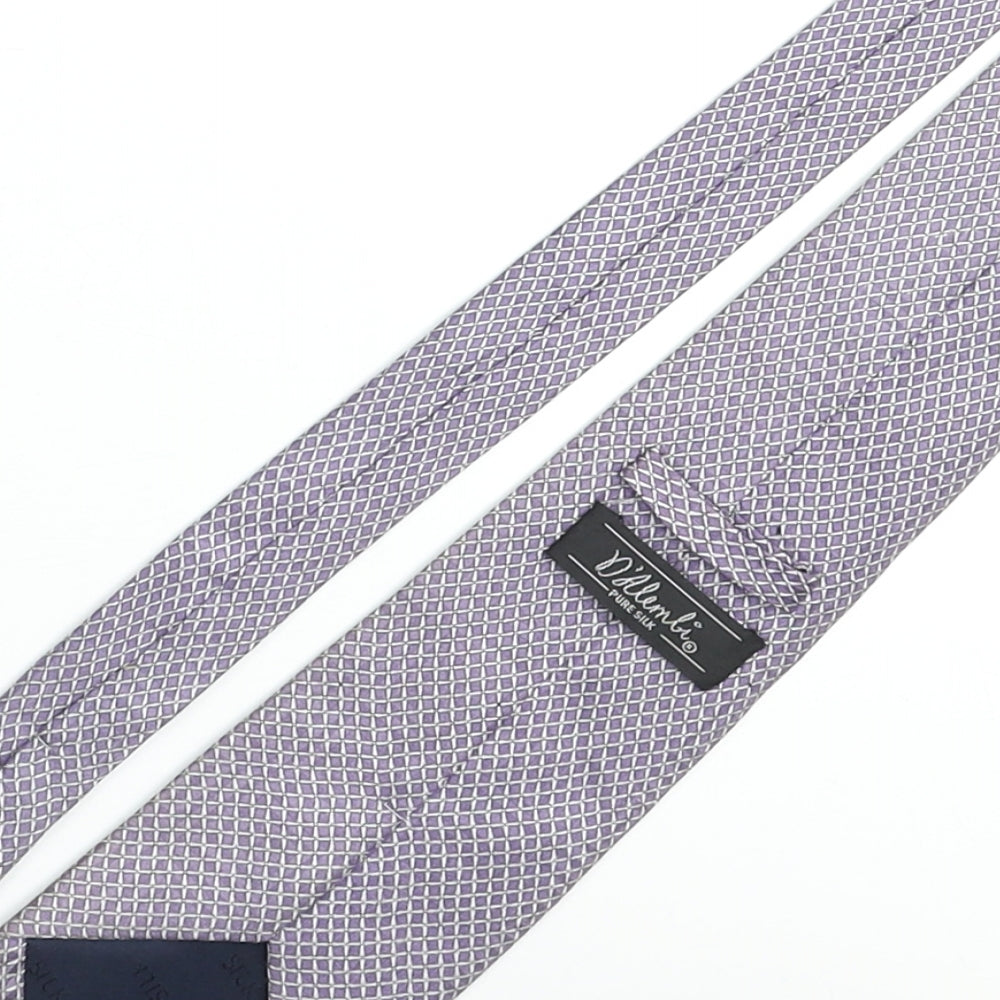 D'alembi Mens Purple Geometric Silk Pointed Tie One Size