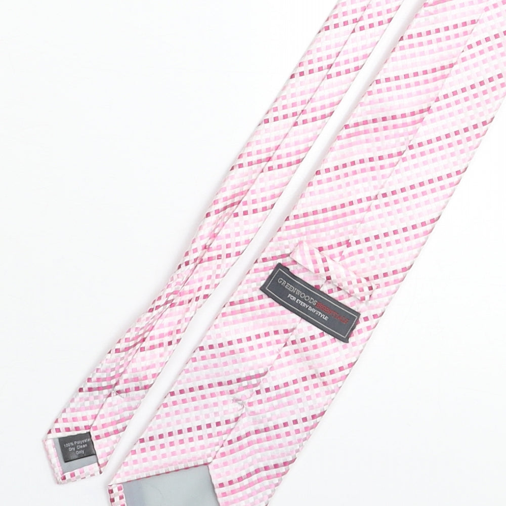 Greenwoods Mens Pink Plaids & Checks Polyester Pointed Tie One Size