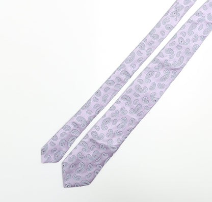 Simon Carter Mens Purple Geometric Silk Pointed Tie One Size
