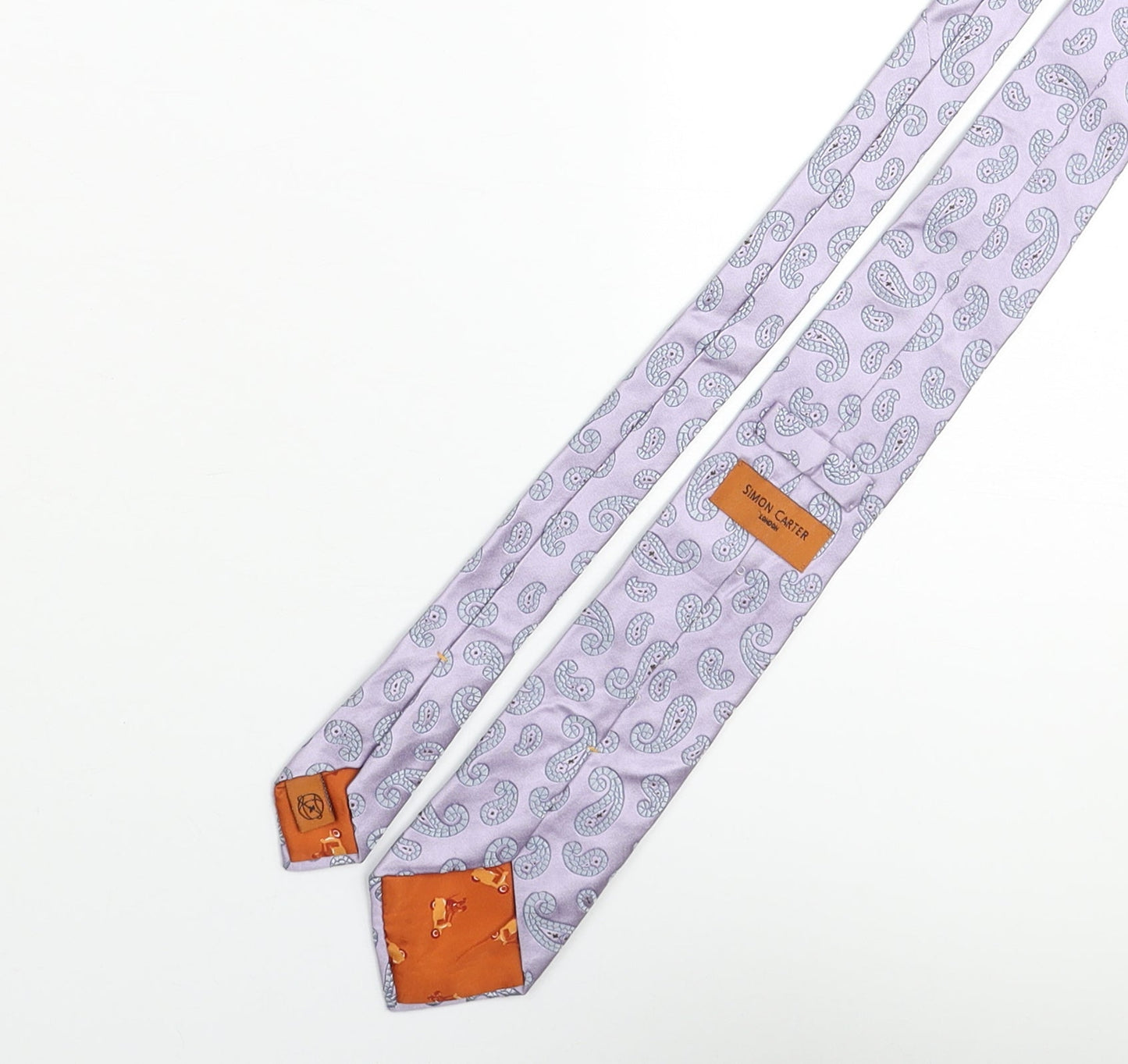 Simon Carter Mens Purple Geometric Silk Pointed Tie One Size