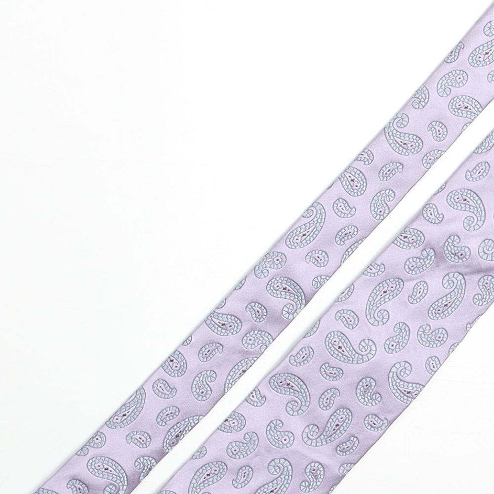 Simon Carter Mens Purple Geometric Silk Pointed Tie One Size