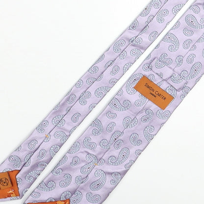 Simon Carter Mens Purple Geometric Silk Pointed Tie One Size