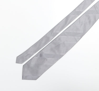 Liv Mens Grey Striped Silk Pointed Tie One Size