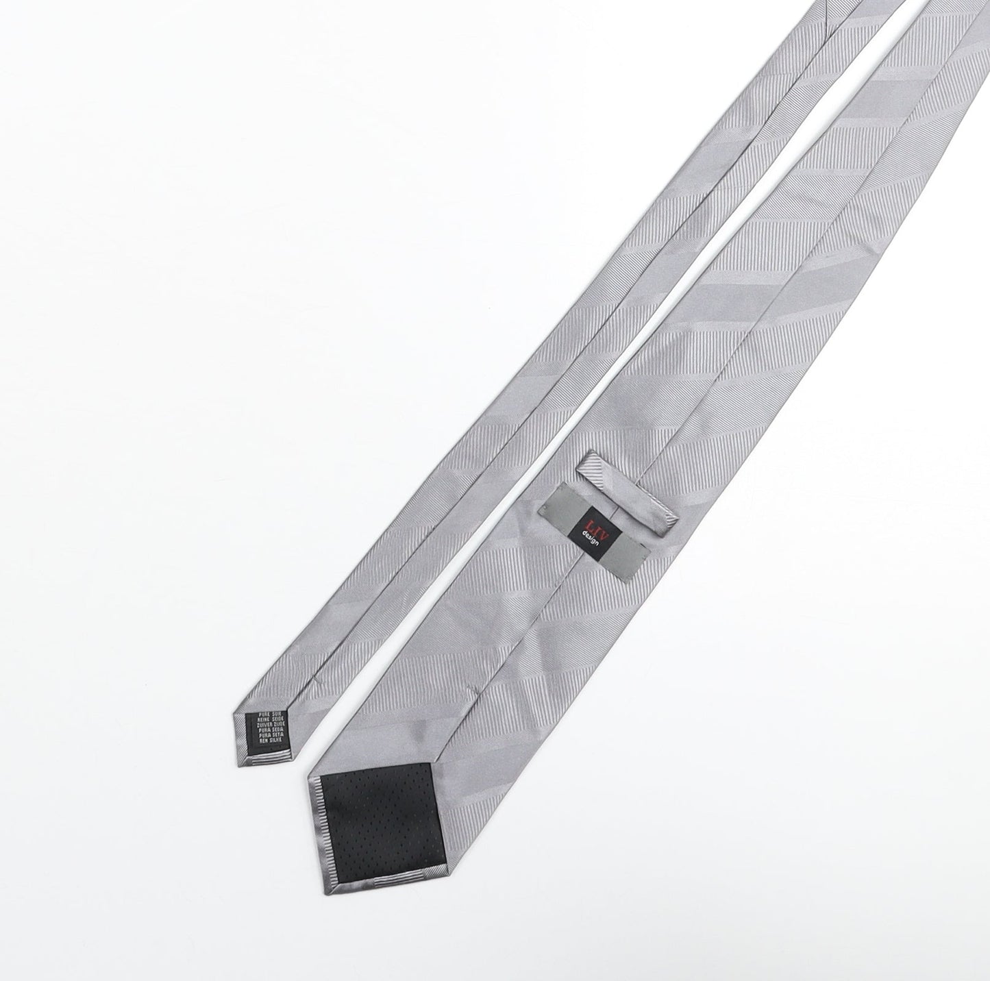 Liv Mens Grey Striped Silk Pointed Tie One Size