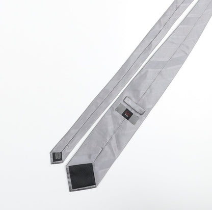 Liv Mens Grey Striped Silk Pointed Tie One Size