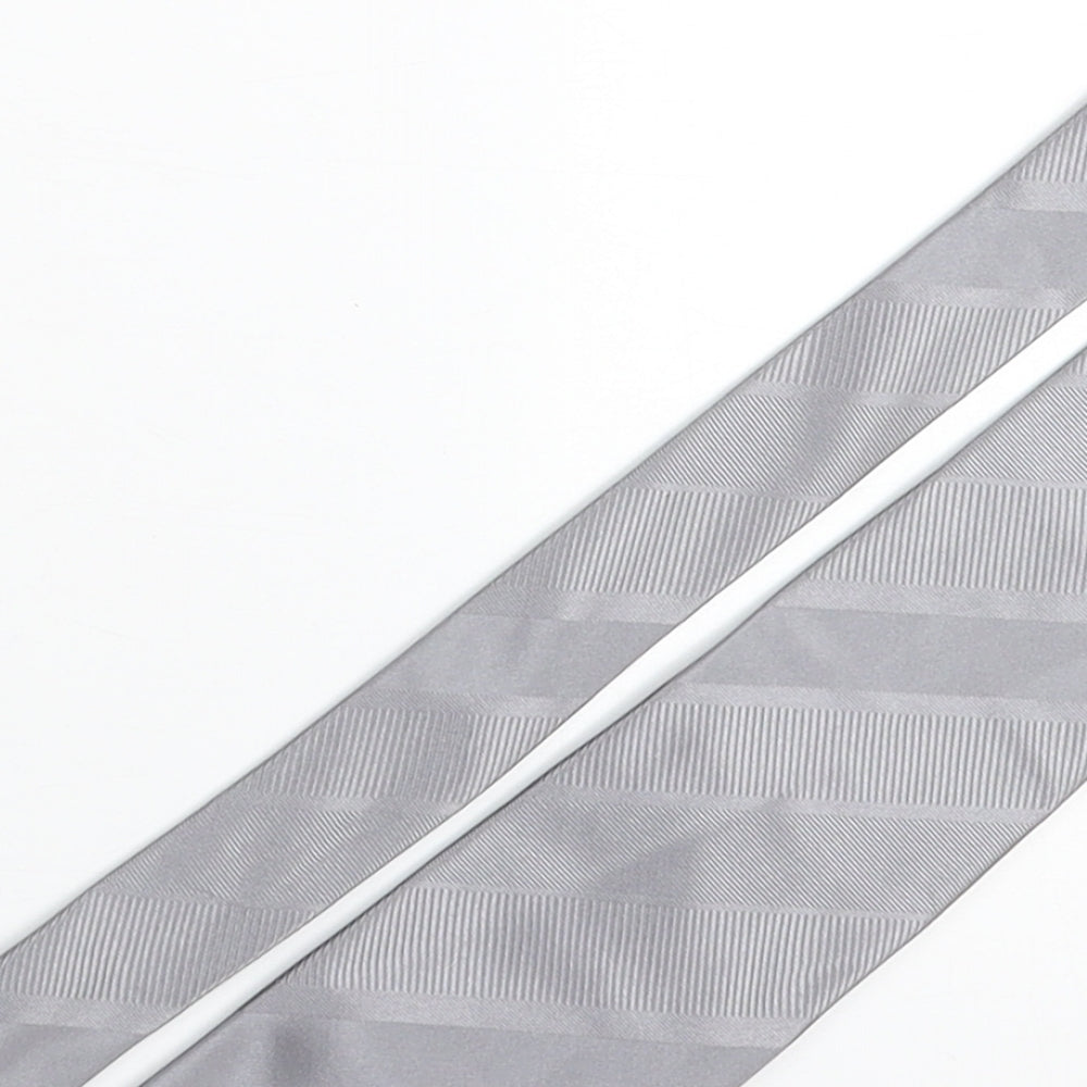 Liv Mens Grey Striped Silk Pointed Tie One Size
