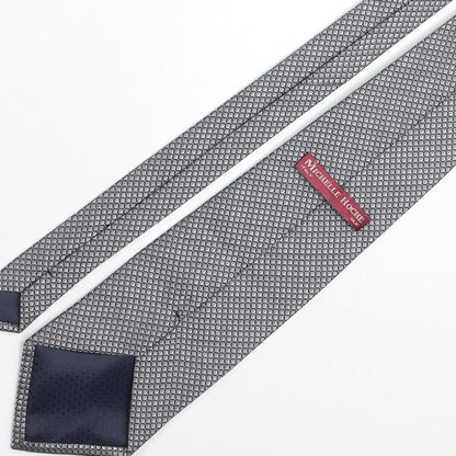 Michelle Hoche Mens Grey Geometric Silk Pointed Tie One Size