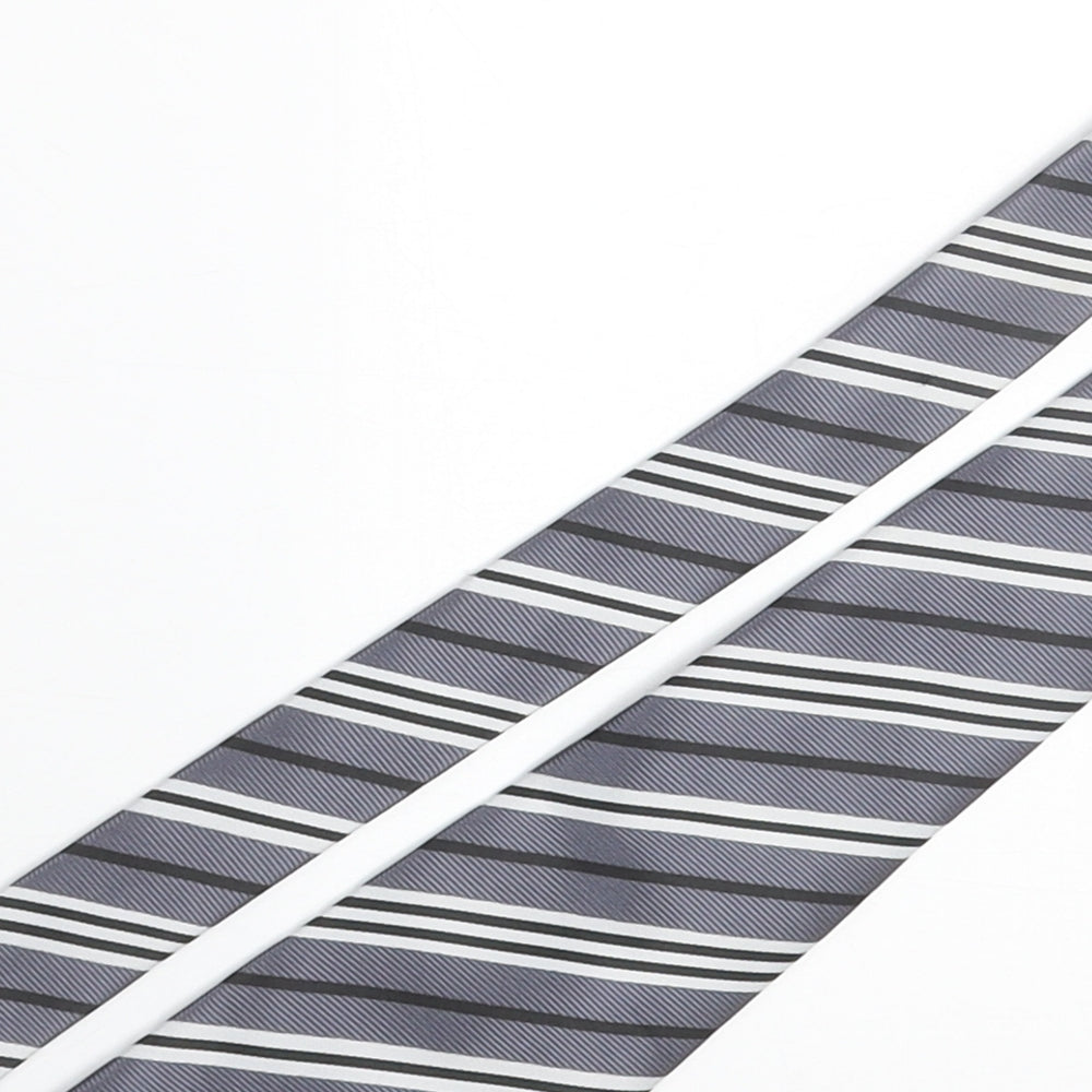 Mens Boss Grey Striped  Pointed Tie