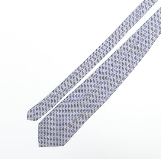 Linea Mens Blue Geometric Silk Pointed Tie One Size