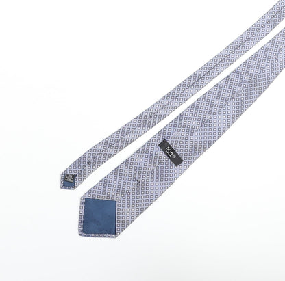 Linea Mens Blue Geometric Silk Pointed Tie One Size