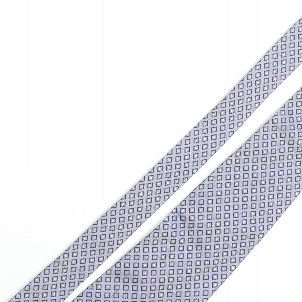 Linea Mens Blue Geometric Silk Pointed Tie One Size
