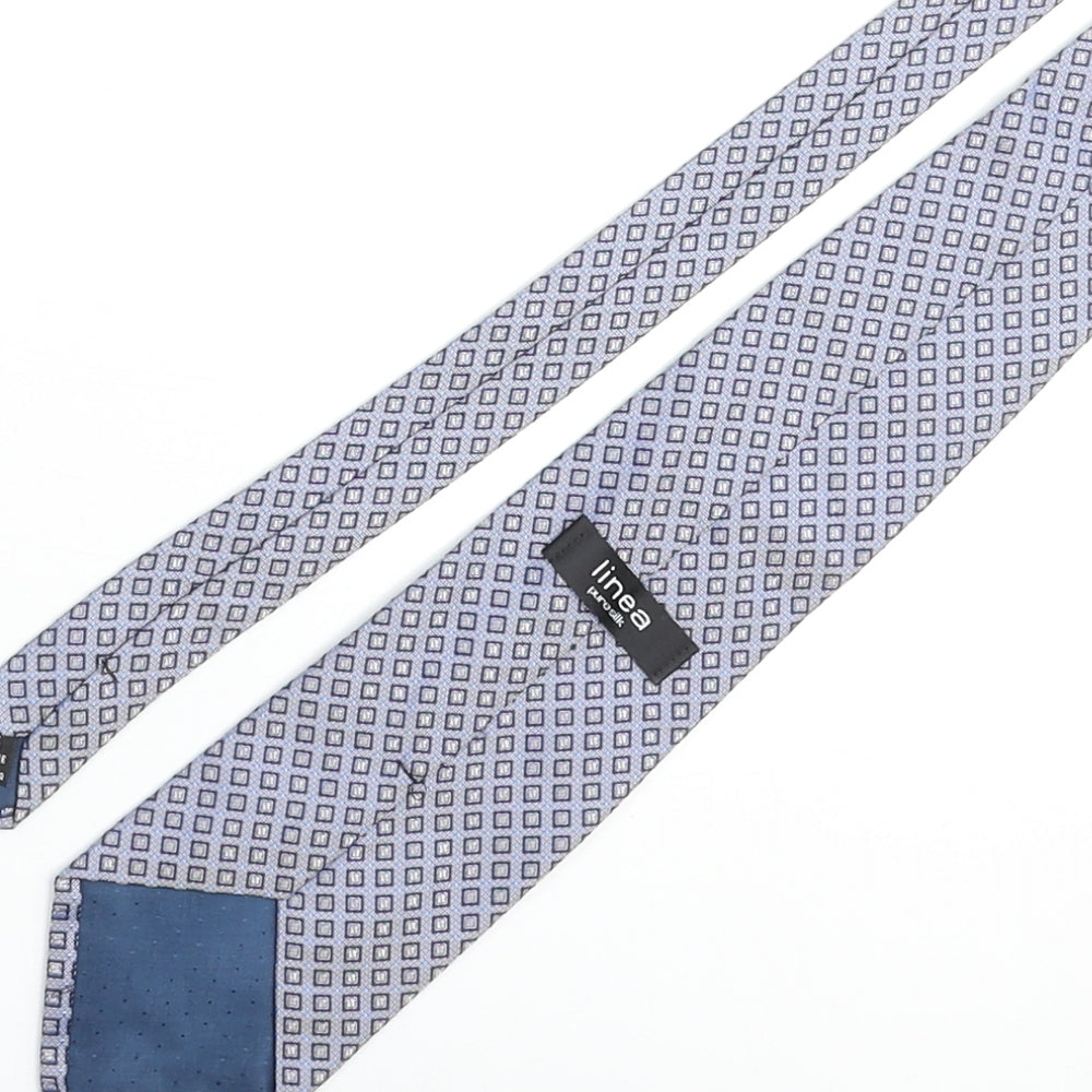 Linea Mens Blue Geometric Silk Pointed Tie One Size