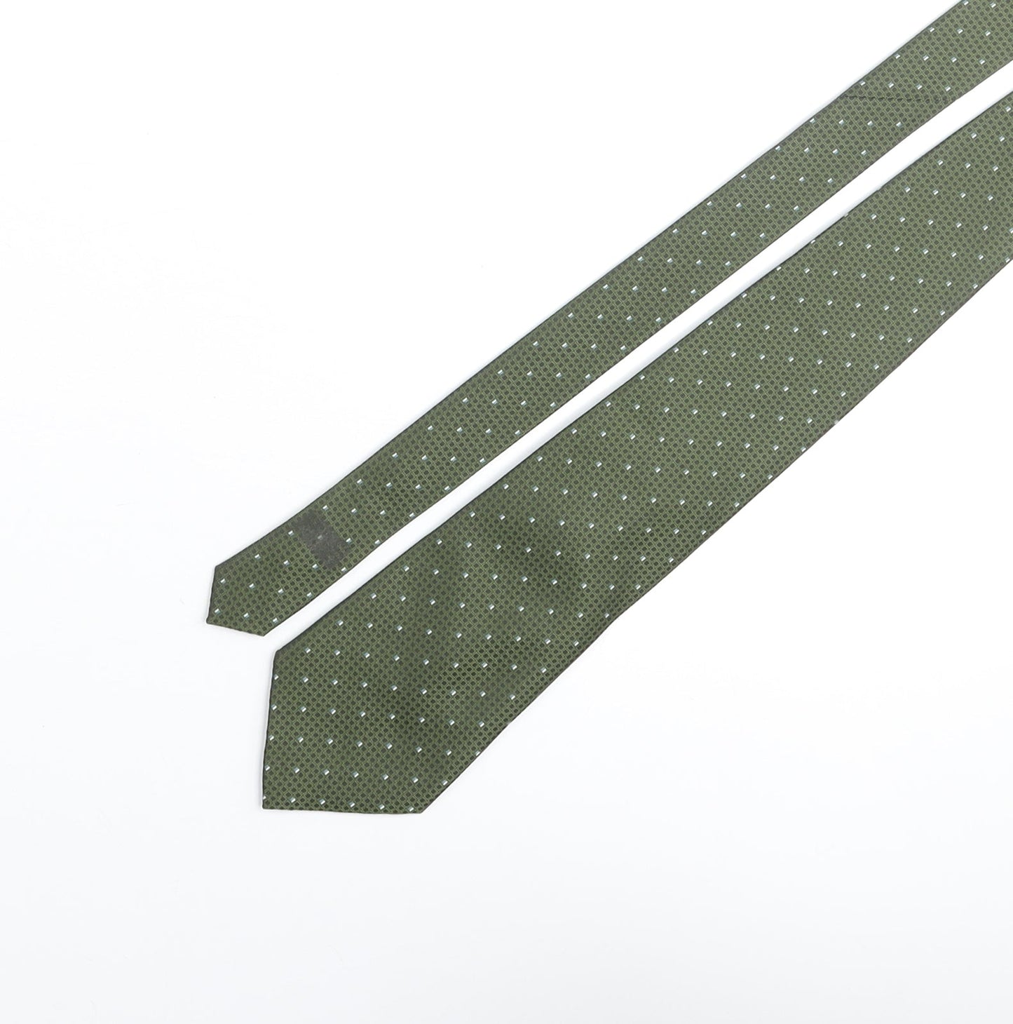 Lucio Lambeili Mens Green Geometric Polyester Pointed Tie One Size