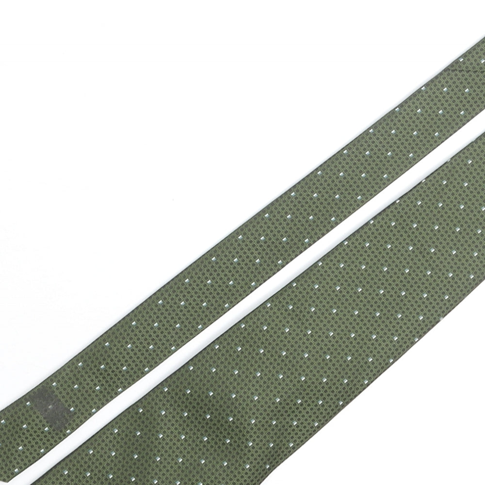 Lucio Lambeili Mens Green Geometric Polyester Pointed Tie One Size