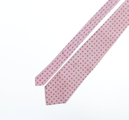 Jonelle Mens Pink Geometric Silk Pointed Tie One Size