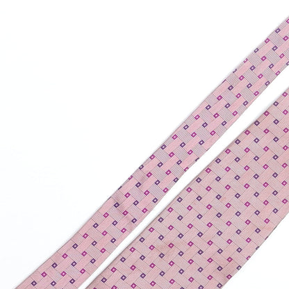 Jonelle Mens Pink Geometric Silk Pointed Tie One Size