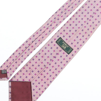 Jonelle Mens Pink Geometric Silk Pointed Tie One Size