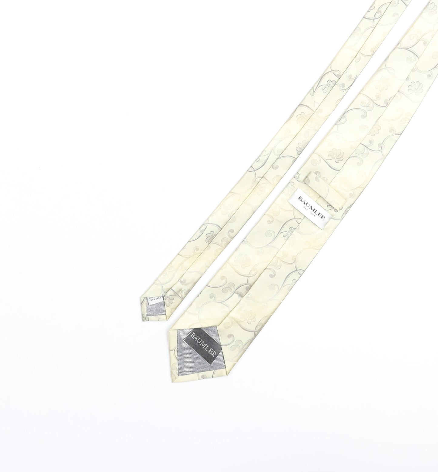 Mens Baumer Beige Geometric  Pointed Tie
