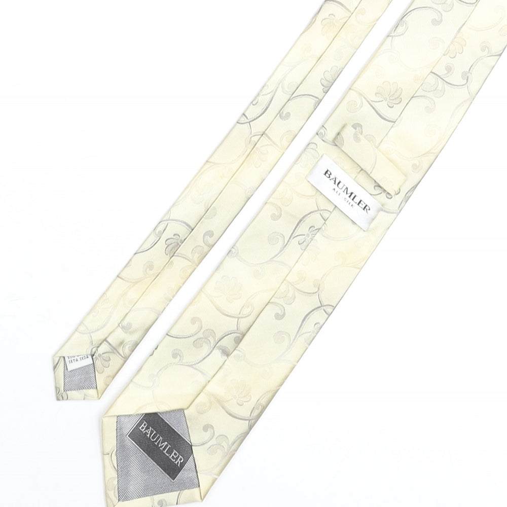 Mens Baumer Beige Geometric  Pointed Tie