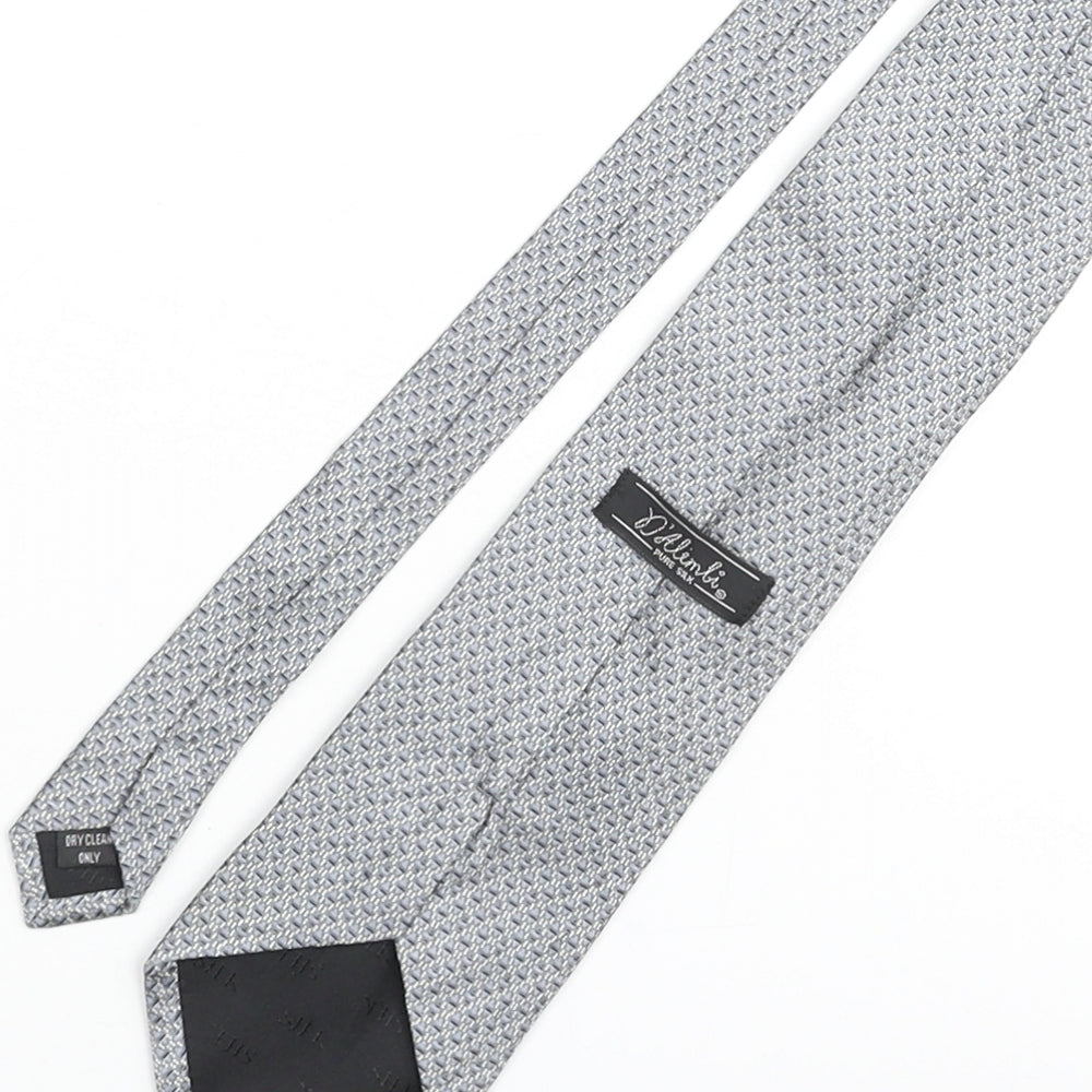 D'alembi Mens Green Geometric Silk Pointed Tie One Size