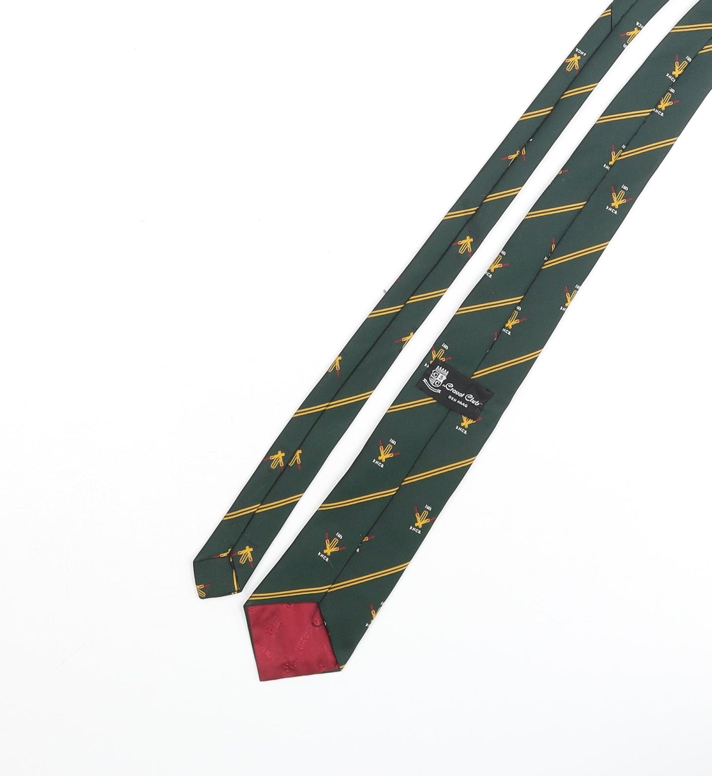 Cravat Club Mens Green Geometric Polyester Pointed Tie One Size - KNCB 1883 Logo